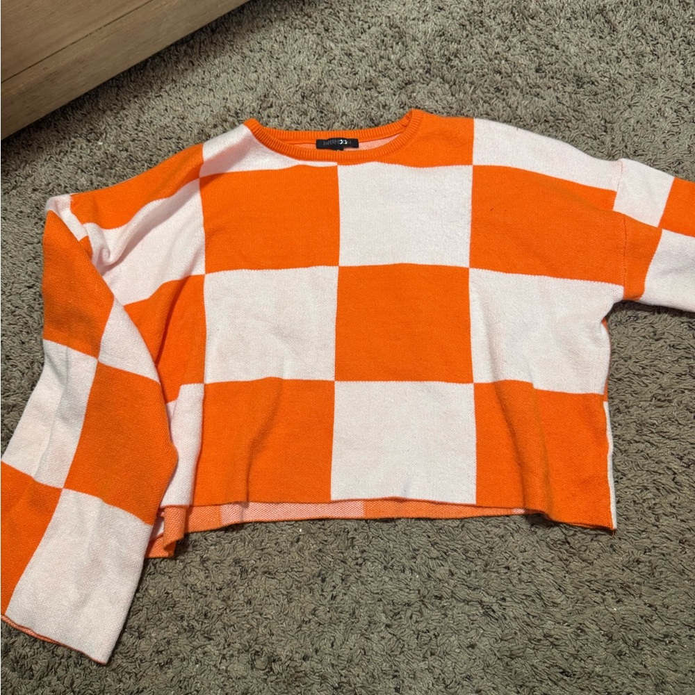 Orange checkered sweater! Worn once!